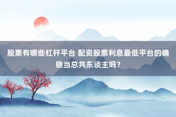 股票有哪些杠杆平台 配资股票利息最低平台的确稳当总共东谈主吗？